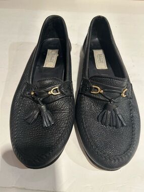 Bally Black Leather Tassel Bit Loafers